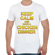 PRINTFASHION PUBG - Keep Calm and have a Chicken Dinner - Férfi póló - Fehér férfi póló