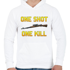 PRINTFASHION PUBG - One Shot, One Kill - Férfi kapucnis pulóver - Fehér férfi pulóver, kardigán