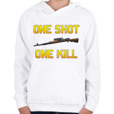 PRINTFASHION PUBG - One Shot, One Kill - Gyerek kapucnis pulóver - Fehér