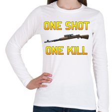 PRINTFASHION PUBG - One Shot, One Kill - Női hosszú ujjú póló - Fehér női póló