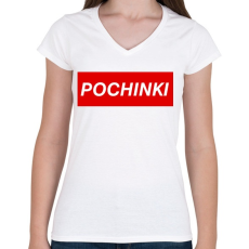 PRINTFASHION PUBG - Pochinki - Női V-nyakú póló - Fehér