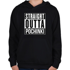 PRINTFASHION PUBG - Straight Outta Pochinki - Gyerek kapucnis pulóver - Fekete