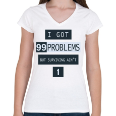 PRINTFASHION Pubg Surviving - Női V-nyakú póló - Fehér
