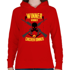 PRINTFASHION PUBG - WINNER WINNER CHICKEN DINNER - Női kapucnis pulóver - Piros