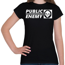 PRINTFASHION PUBLIC ENEMY FEHÉR - Női póló - Fekete női póló