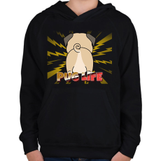 PRINTFASHION PUG LIFE 3 - Gyerek kapucnis pulóver - Fekete