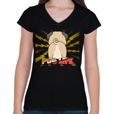 PRINTFASHION PUG LIFE 3 - Női V-nyakú póló - Fekete női póló