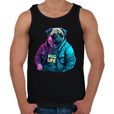 PRINTFASHION Pug Life - Mopsz - Férfi atléta - Fekete atléta, trikó