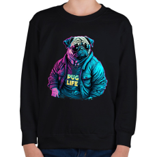PRINTFASHION Pug Life - Mopsz - Gyerek pulóver - Fekete