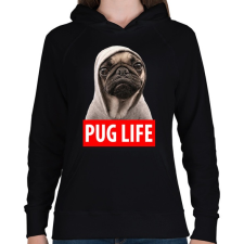 PRINTFASHION Pug Life - Női kapucnis pulóver - Fekete női pulóver, kardigán
