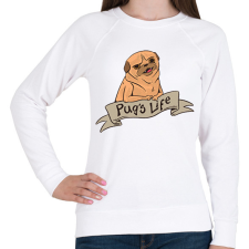 PRINTFASHION Pug's life - Női pulóver - Fehér női pulóver, kardigán