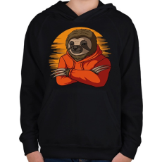 PRINTFASHION Pulóveres lajhár - Gyerek kapucnis pulóver - Fekete