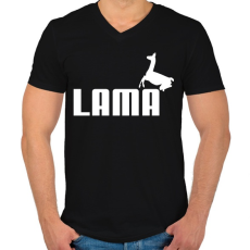 PRINTFASHION Puma Láma paródia - Férfi V-nyakú póló - Fekete