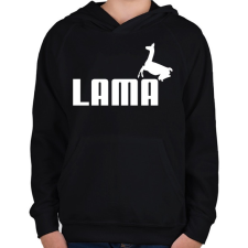 PRINTFASHION Puma Láma paródia - Gyerek kapucnis pulóver - Fekete gyerek pulóver, kardigán