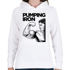 PRINTFASHION Pumping Iron - Női kapucnis pulóver - Fehér