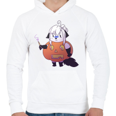 PRINTFASHION Pumpkin cat - Férfi kapucnis pulóver - Fehér