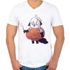 PRINTFASHION Pumpkin cat - Férfi V-nyakú póló - Fehér férfi póló