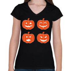 PRINTFASHION pumpkins-1777667 - Női V-nyakú póló - Fekete