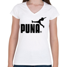 PRINTFASHION PUNA - Női V-nyakú póló - Fehér női póló