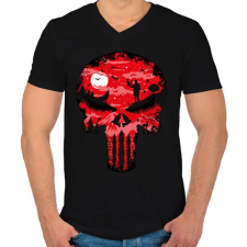 PRINTFASHION Punisher - Férfi V-nyakú póló - Fekete férfi póló
