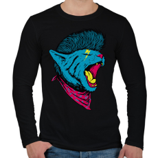 PRINTFASHION Punk macska - Férfi hosszú ujjú póló - Fekete