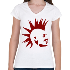 PRINTFASHION Punk - Női V-nyakú póló - Fehér