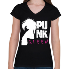 PRINTFASHION Punk queen - Női V-nyakú póló - Fekete női póló