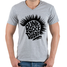 PRINTFASHION Punk Rock Apa - Férfi V-nyakú póló - Sport szürke férfi póló