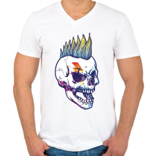 PRINTFASHION Punk-rock  koponya  - Férfi V-nyakú póló - Fehér férfi póló