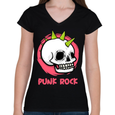 PRINTFASHION PUNK ROCK - Női V-nyakú póló - Fekete