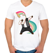 PRINTFASHION Punk unikornis - Férfi V-nyakú póló - Fehér férfi póló