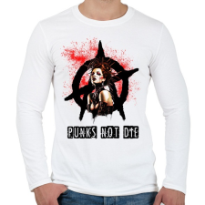 PRINTFASHION punks not die - Férfi hosszú ujjú póló - Fehér férfi póló