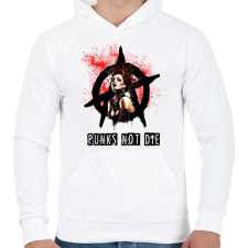 PRINTFASHION punks not die - Férfi kapucnis pulóver - Fehér férfi pulóver, kardigán