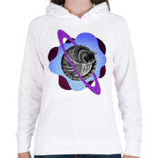 PRINTFASHION Purple cat planet - Női kapucnis pulóver - Fehér női pulóver, kardigán