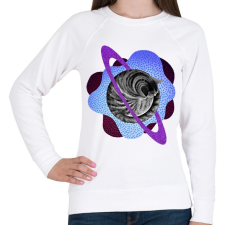 PRINTFASHION Purple cat planet - Női pulóver - Fehér női pulóver, kardigán