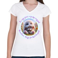 PRINTFASHION Puszi-nyuszi - Női V-nyakú póló - Fehér női póló