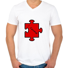 PRINTFASHION puzzle(férfi) - Férfi V-nyakú póló - Fehér