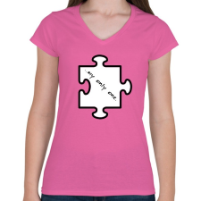 PRINTFASHION puzzle(nő) - Női V-nyakú póló - Rózsaszín női póló