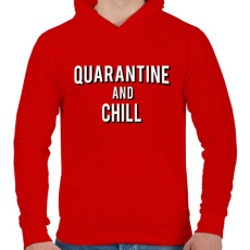 PRINTFASHION Quarantine and Chill - Férfi kapucnis pulóver - Piros
