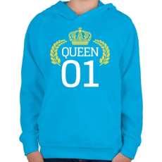 PRINTFASHION QUEEN 01 - Gyerek kapucnis pulóver - Azúrkék