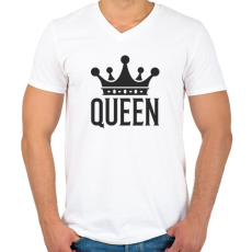 PRINTFASHION QUEEN - Férfi V-nyakú póló - Fehér