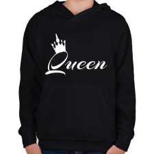 PRINTFASHION queen - Gyerek kapucnis pulóver - Fekete gyerek pulóver, kardigán