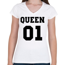 PRINTFASHION Queen - Női V-nyakú póló - Fehér női póló