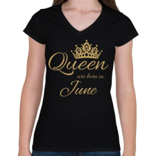 PRINTFASHION Queen - Női V-nyakú póló - Fekete női póló