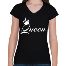 PRINTFASHION queen - Női V-nyakú póló - Fekete női póló