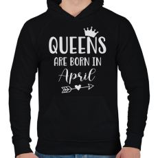 PRINTFASHION QUEENS are born in April - Férfi kapucnis pulóver - Fekete