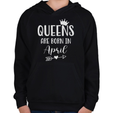 PRINTFASHION QUEENS are born in April - Gyerek kapucnis pulóver - Fekete gyerek pulóver, kardigán
