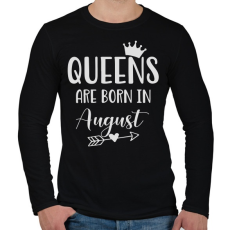 PRINTFASHION QUEENS are born in August - Férfi hosszú ujjú póló - Fekete