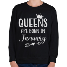 PRINTFASHION QUEENS are born in January - Gyerek pulóver - Fekete gyerek pulóver, kardigán