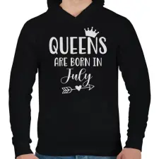 PRINTFASHION QUEENS are born in July - Férfi kapucnis pulóver - Fekete férfi pulóver, kardigán